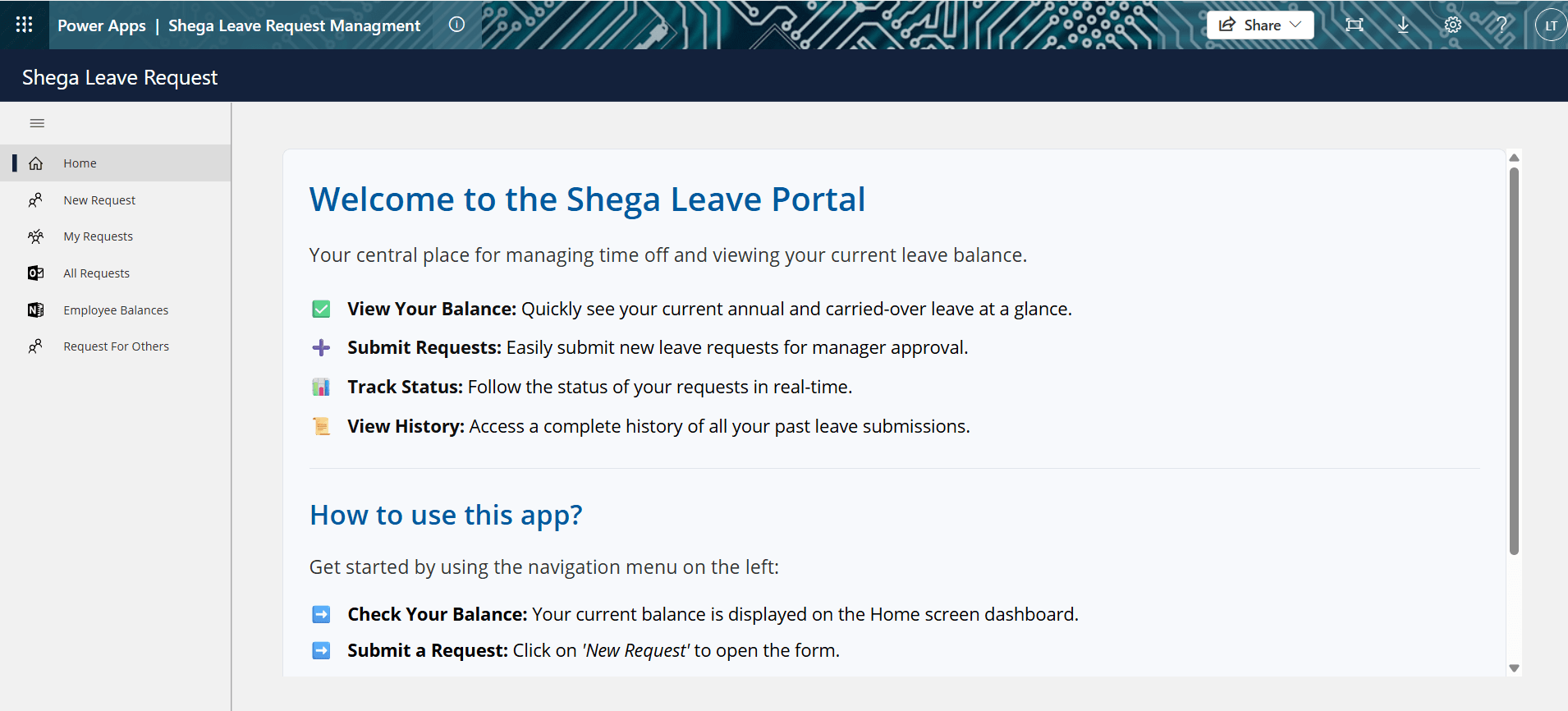 Shega Media — HR Automation (Power Apps)